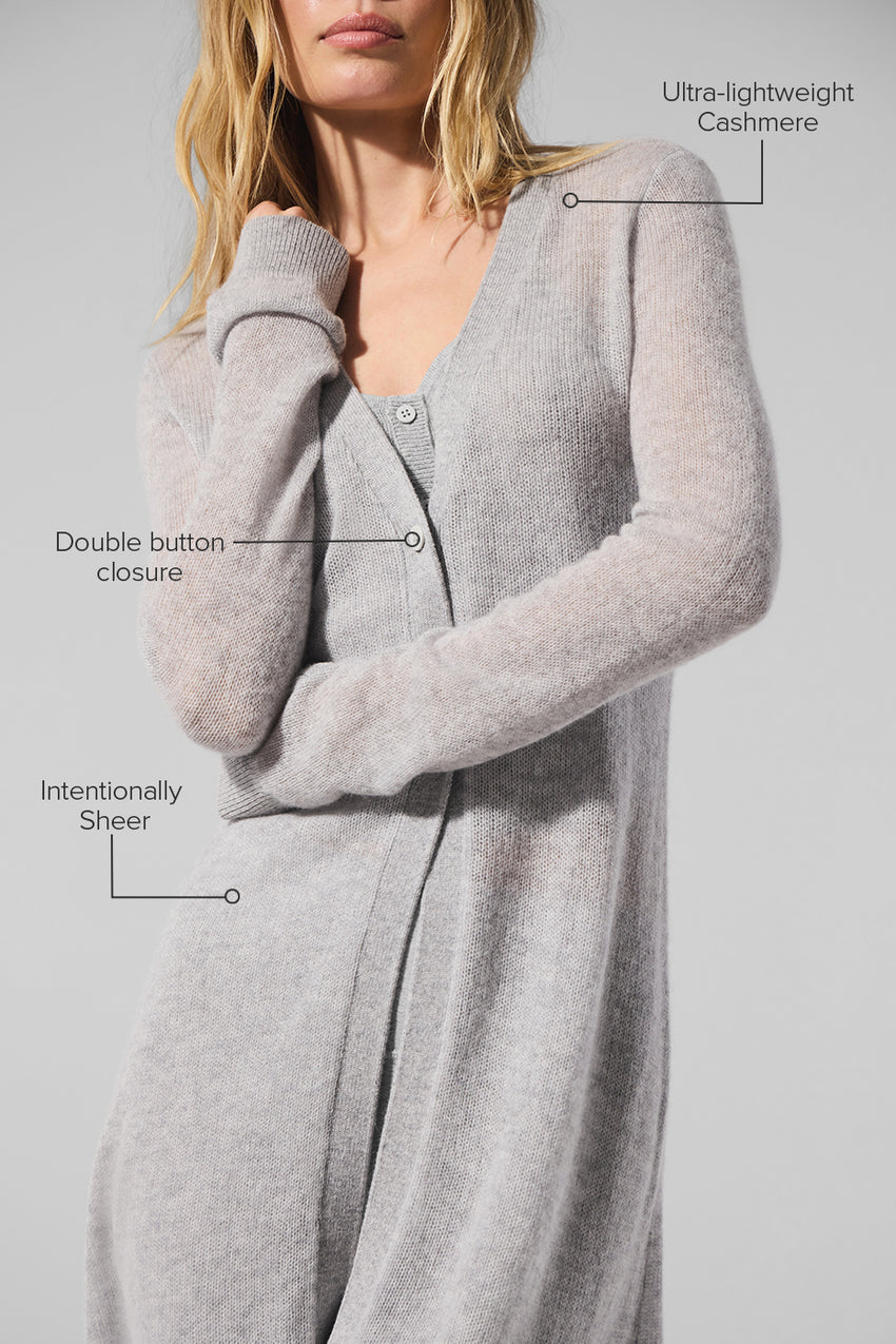 Sheer Cashmere Long Cardigan - Ivory