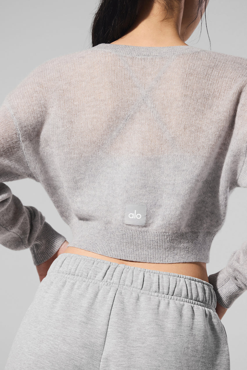 Sheer Cashmere Cropped Cardigan - Ivory