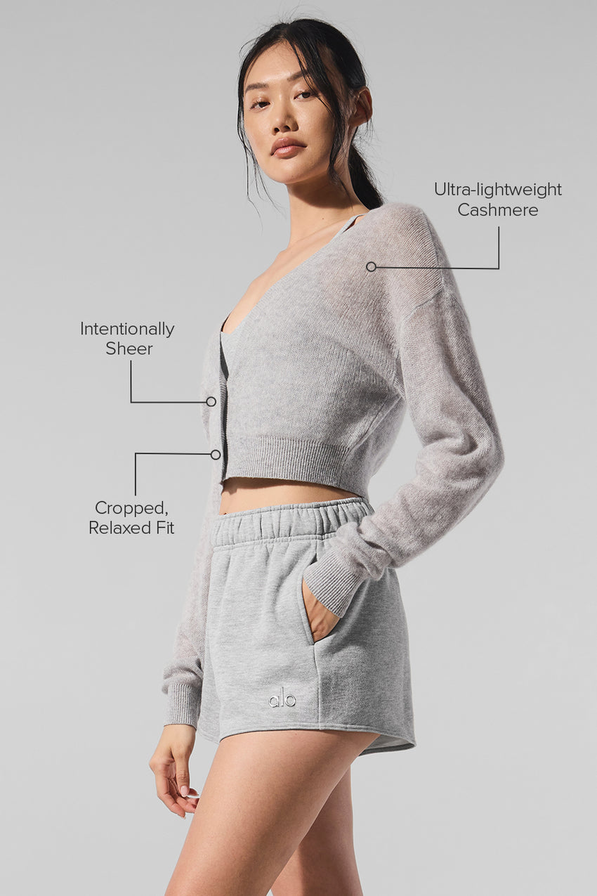 Sheer Cashmere Cropped Cardigan - Ivory