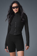 Airbrush Corset Full Zip Jacket - Black