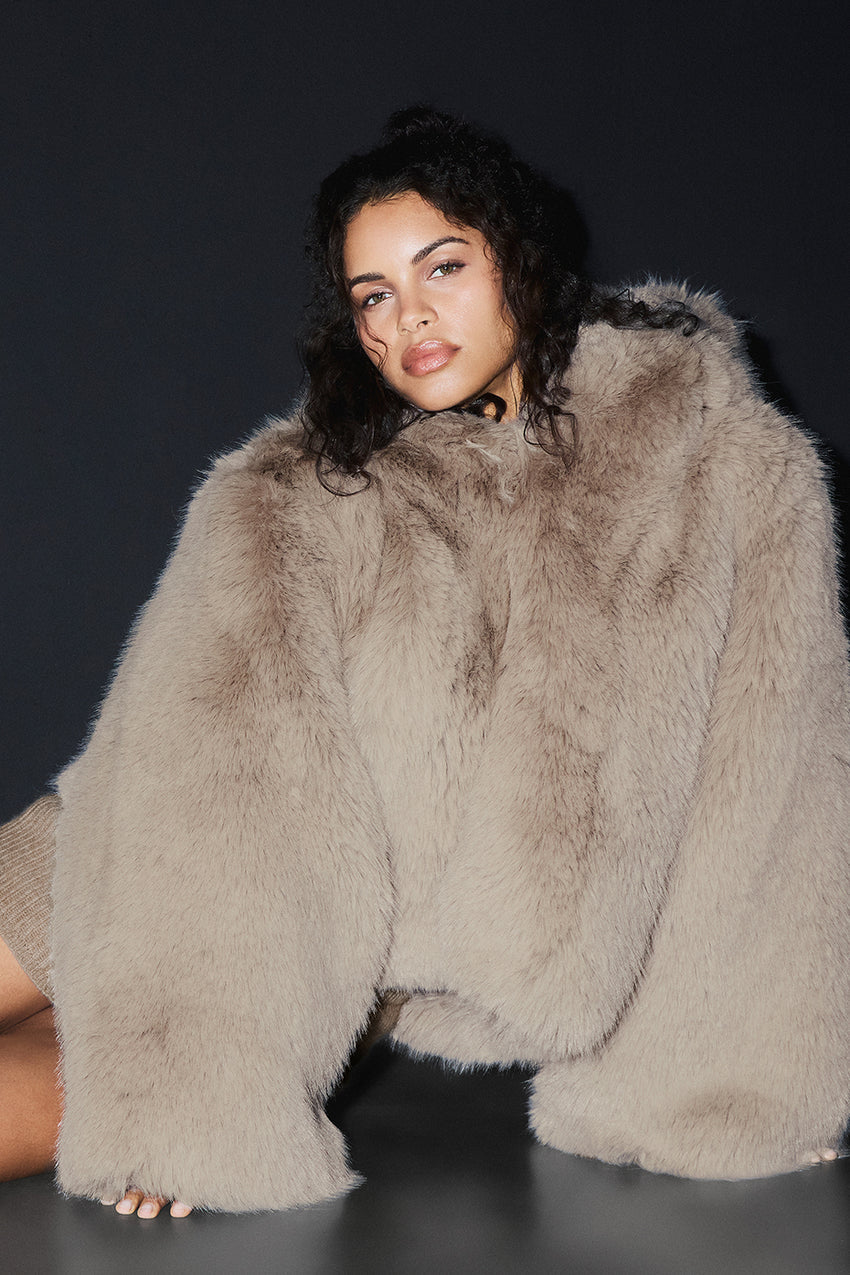 Opulent Faux Fur Statement Jacket - Black