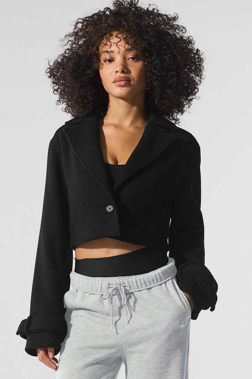 Wool Cropped Metro Trench - Ivory