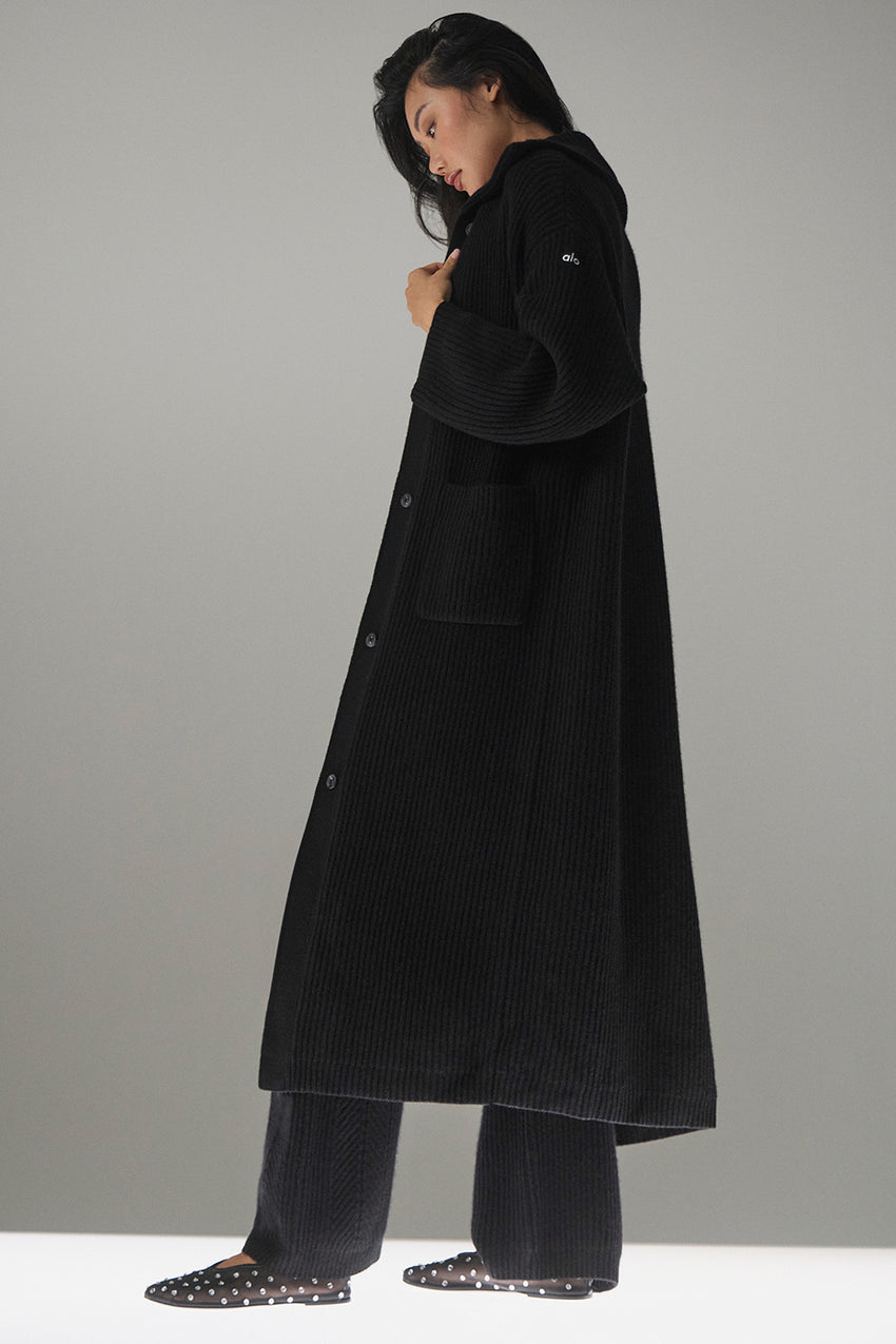 Cashmere Northstar Long Cardigan - Black
