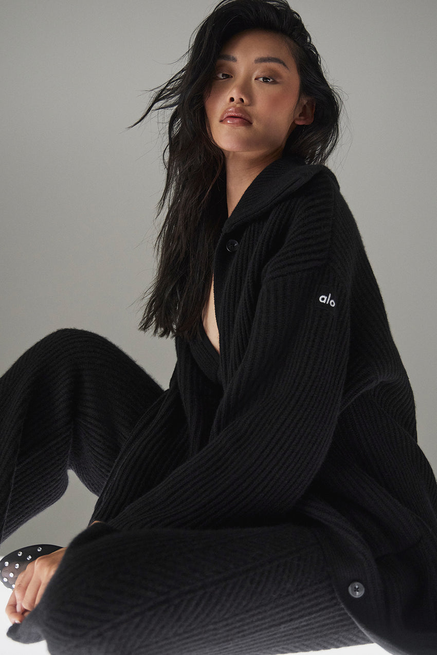 Cashmere Northstar Long Cardigan - Black