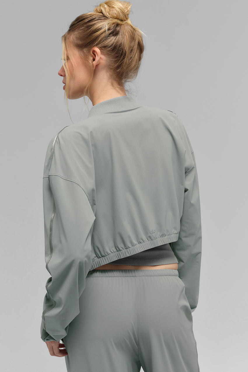 Cropped Breezy Full-Zip Cover Up - Black
