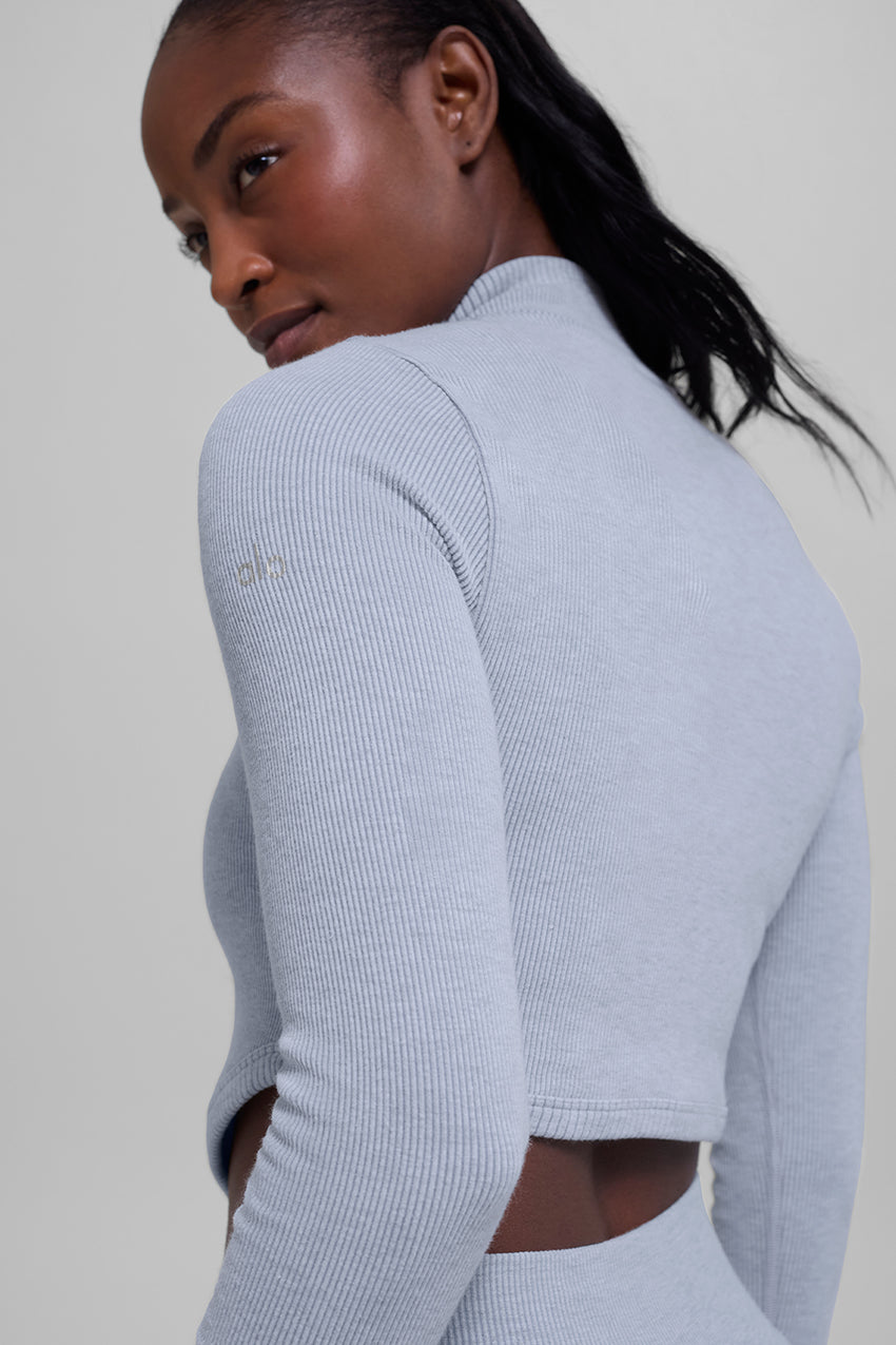 Seamless Two Tone Rib Jacket - Black