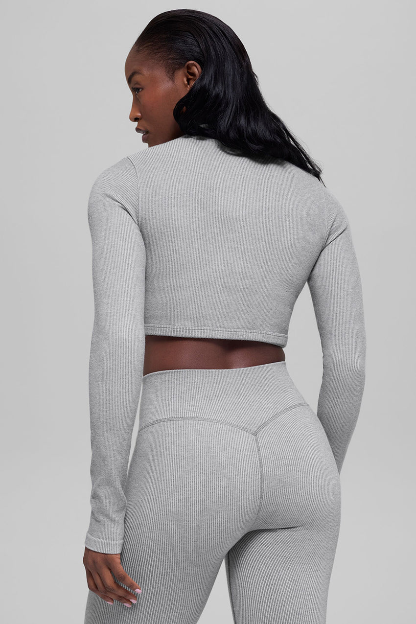 Seamless Two Tone Rib Jacket - Black
