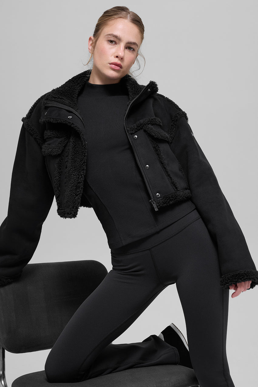Faux Shearling Snowfall Cropped Jacket - Ivory