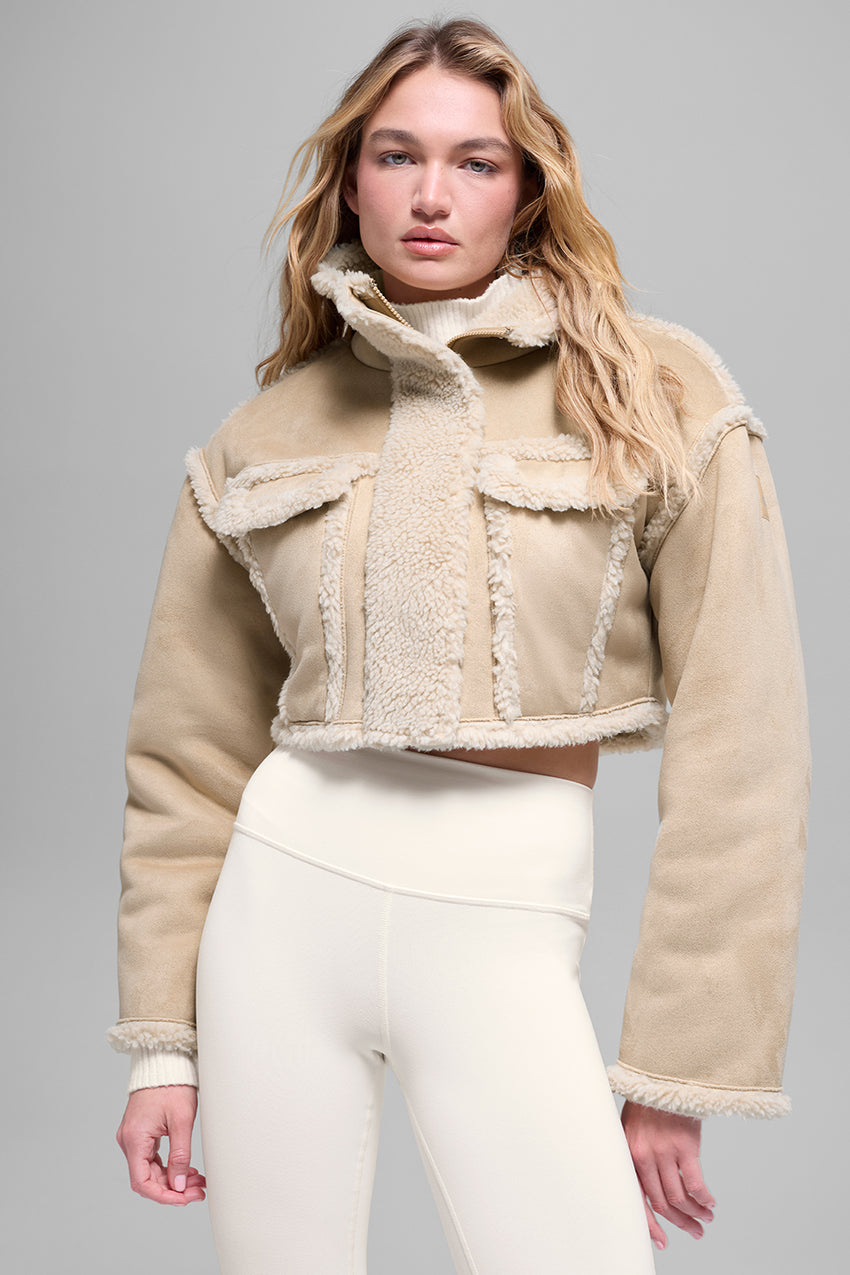 Faux Shearling Snowfall Cropped Jacket - Ivory