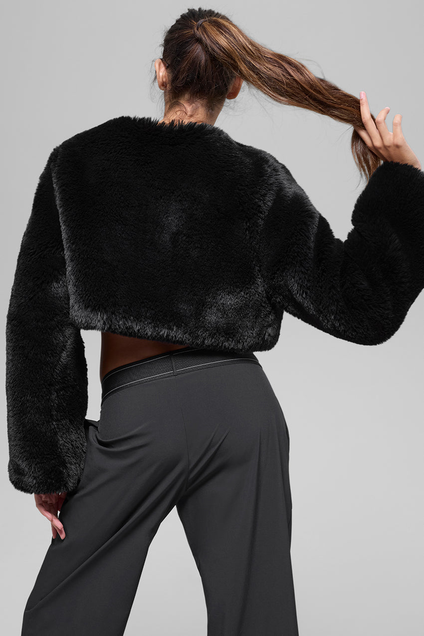 Faux Fur Chic Cropped Jacket - Ivory