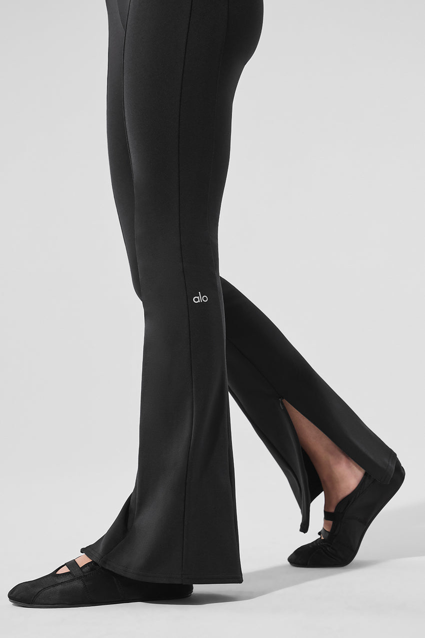 High-Waist Zip It Flare Legging - Black