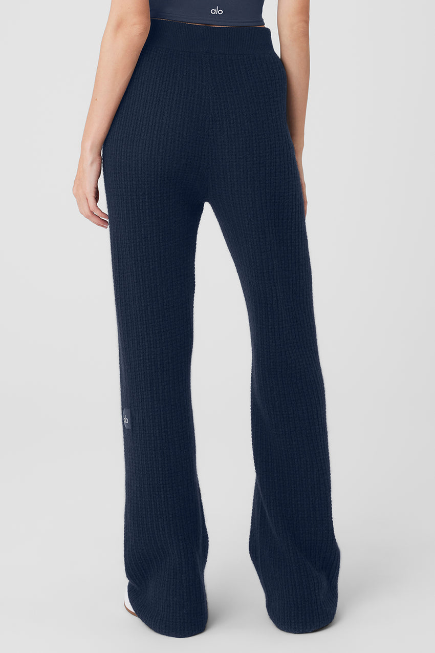 Cashmere High-Waist Plush Waffle Pant - Black