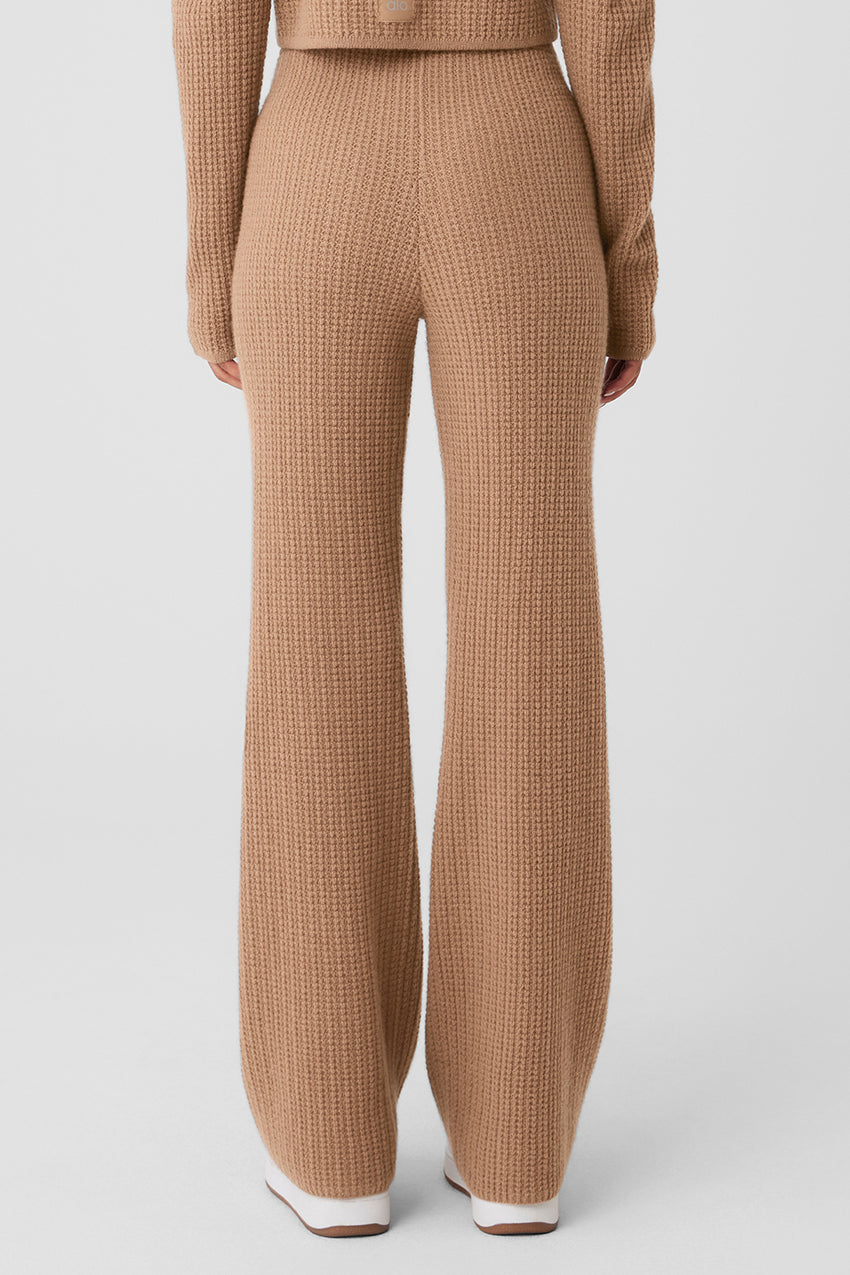 Cashmere High-Waist Plush Waffle Pant - Black