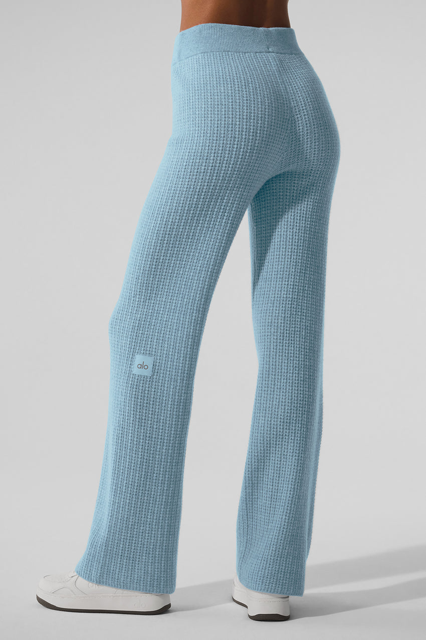 Cashmere High-Waist Plush Waffle Pant - Black