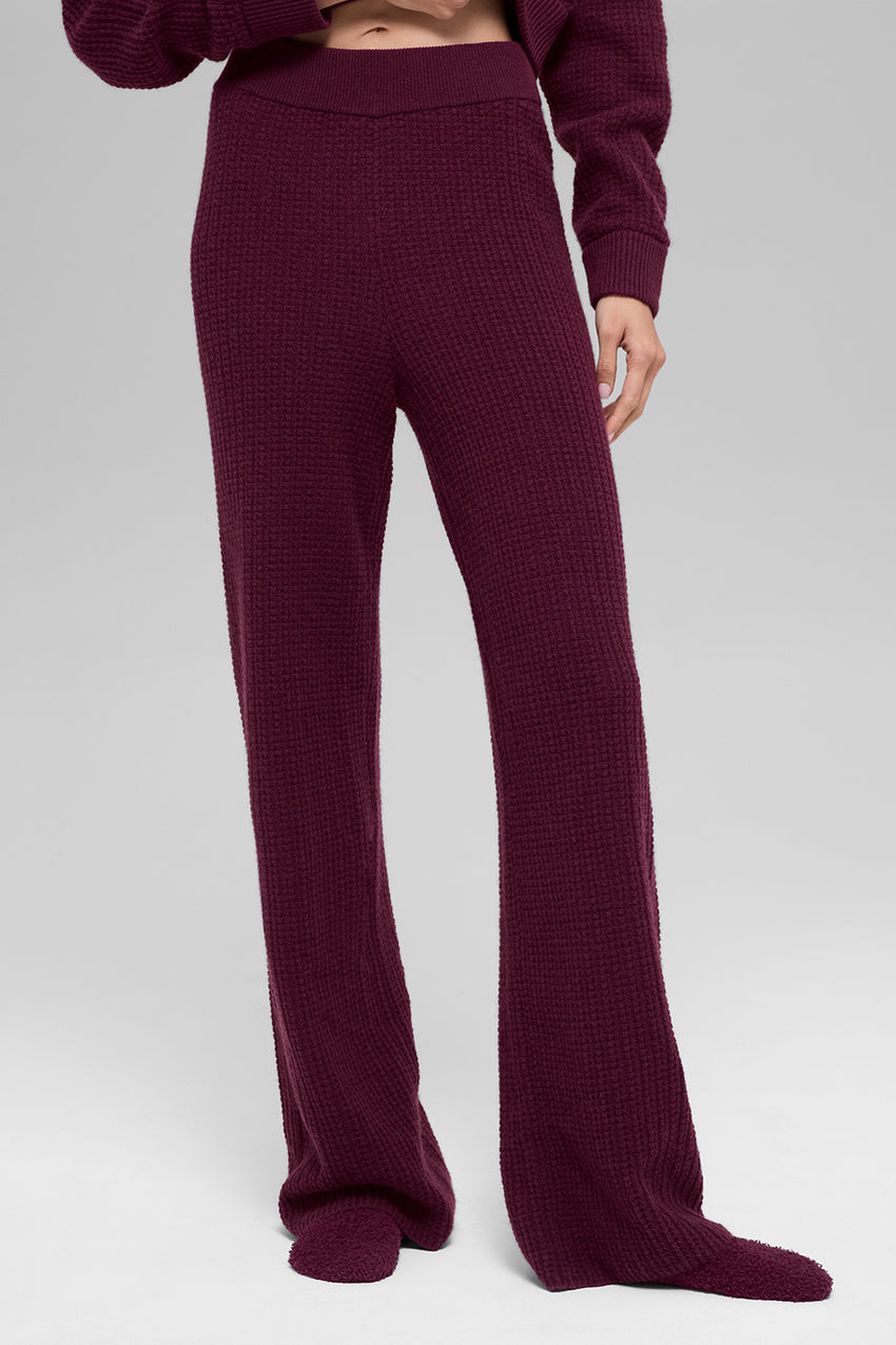 Cashmere High-Waist Plush Waffle Pant - Black