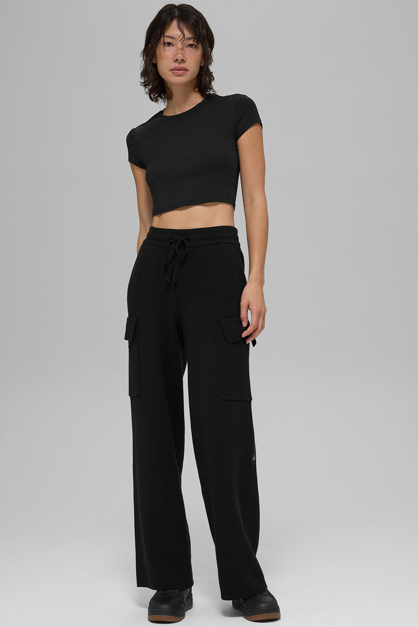 Scholar Knit High-Waist Cargo Pant - Ivory