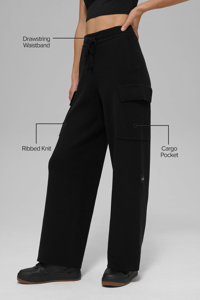Scholar Knit High-Waist Cargo Pant - Ivory