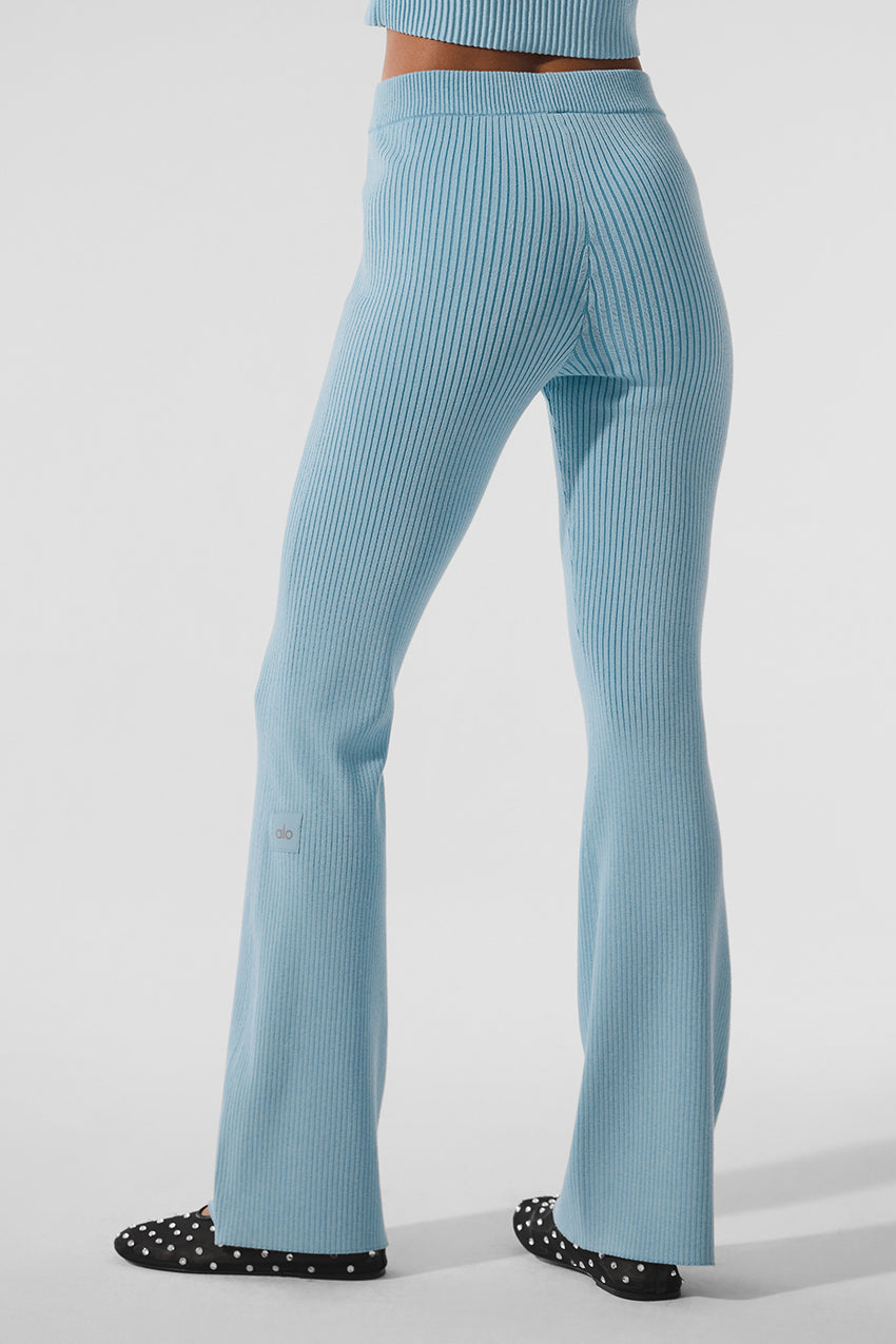 Denim Knit High-Waist Flare Pant - Black/Anthracite