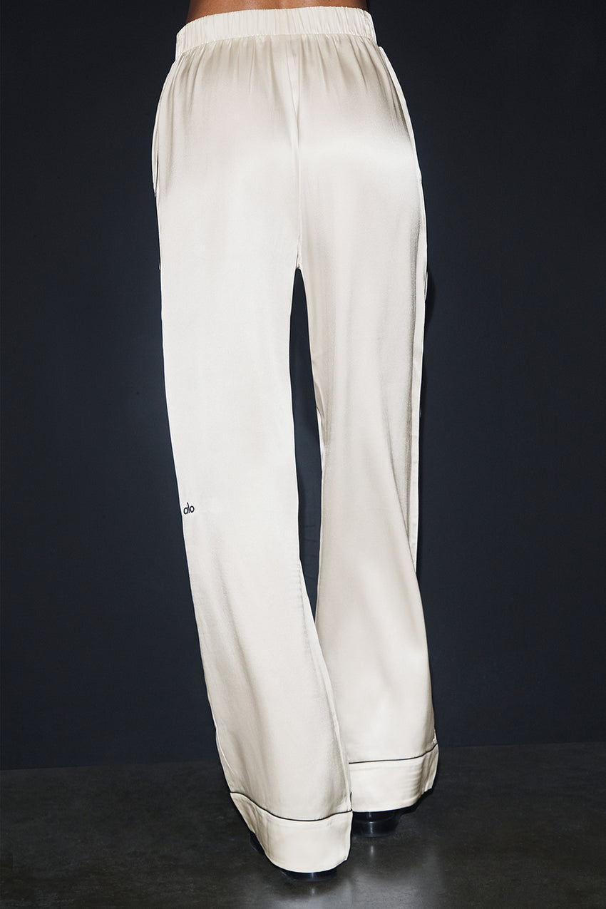 Courchevel Silk Pant - Ivory/Black