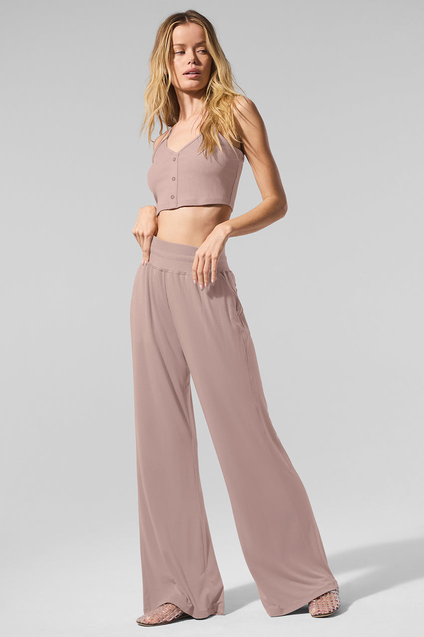 Semi-Sheer Delicate Lounge Flare Pant - Athletic Heather Grey