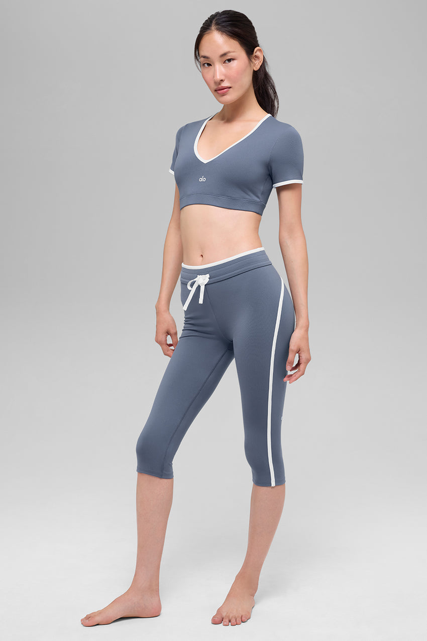 Airbrush High-Waist Race Pace Capri - Black/White