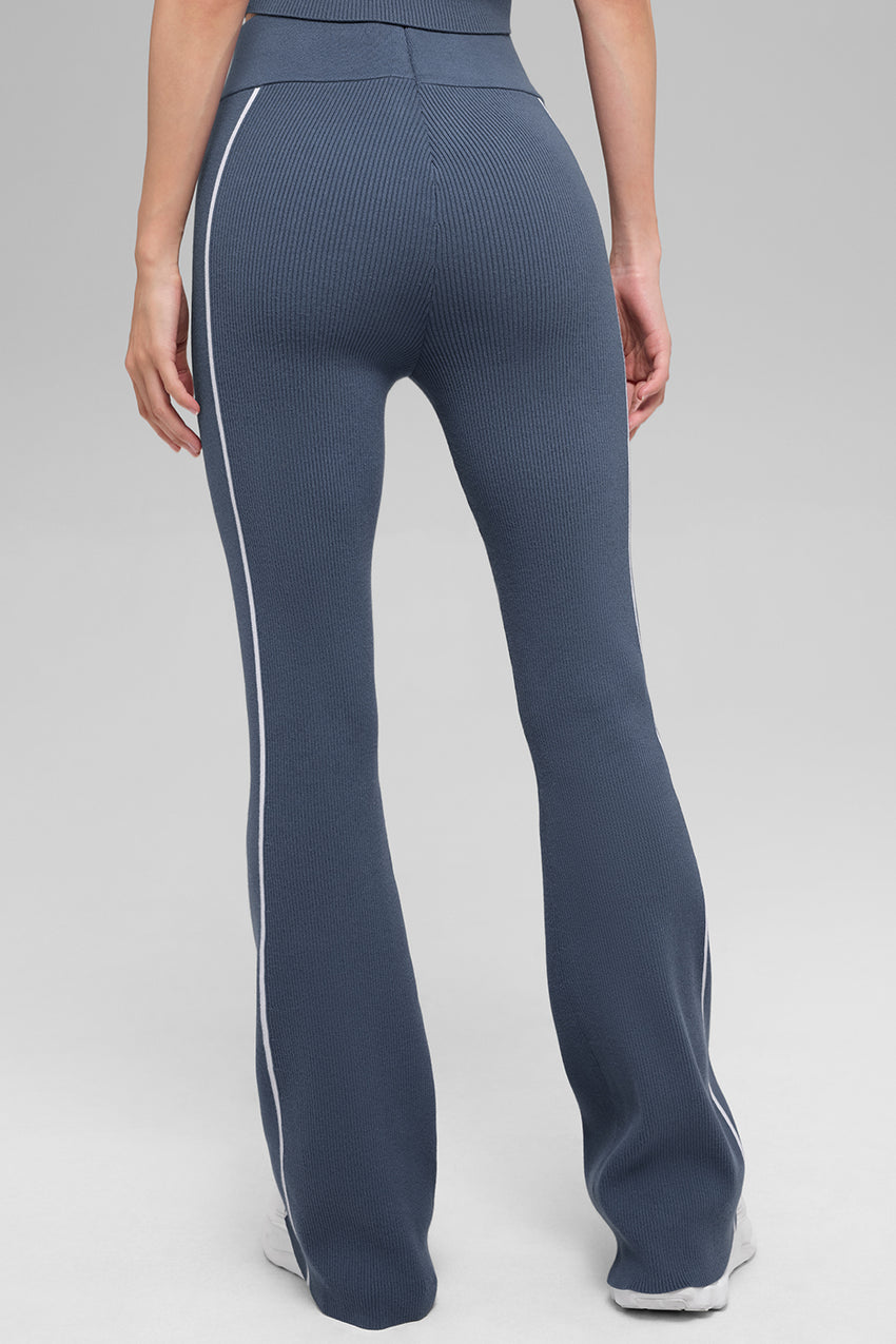 Ribbed Sweater Knit Highline Flare Pant - Black/White