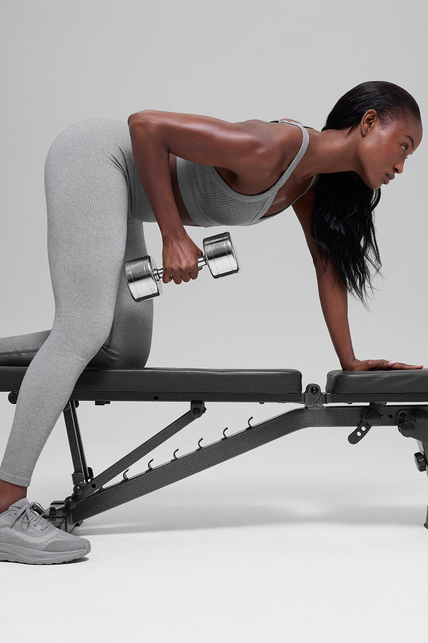 Seamless High-Waist Two Tone Rib Legging - Black