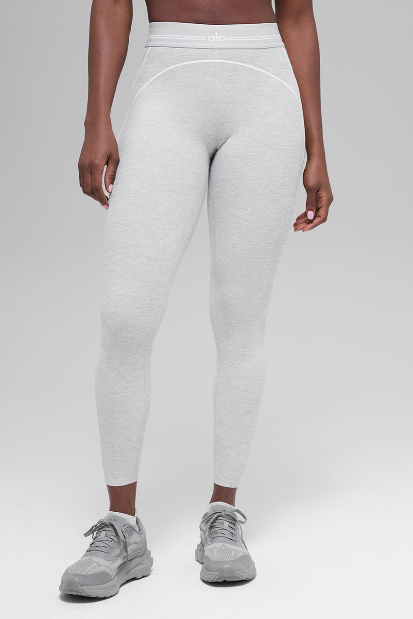 7/8 High-Waist Alosoft Heart Throb Legging - Athletic Heather Grey/White