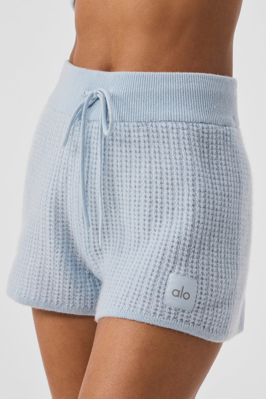 Cashmere High-Waist Plush Waffle Short - Black