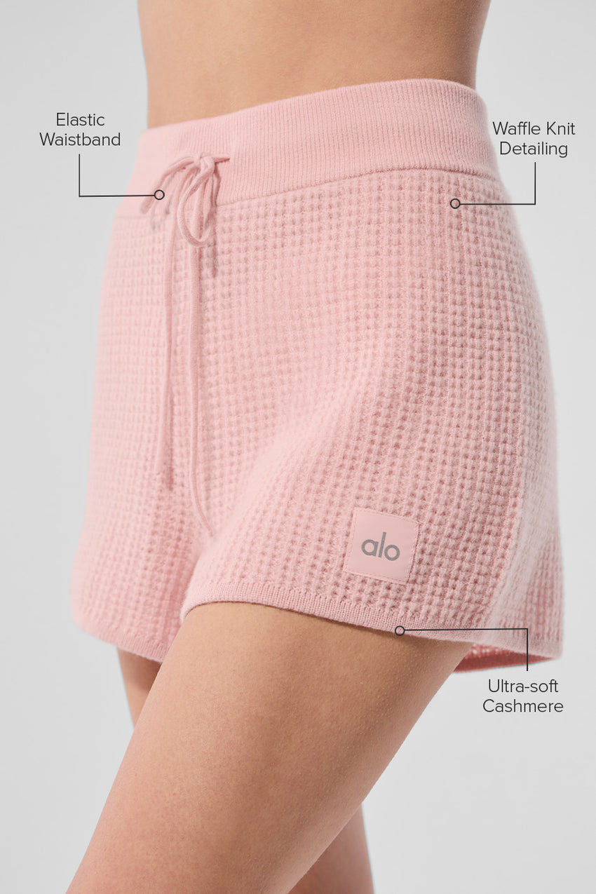 Cashmere High-Waist Plush Waffle Short - Black