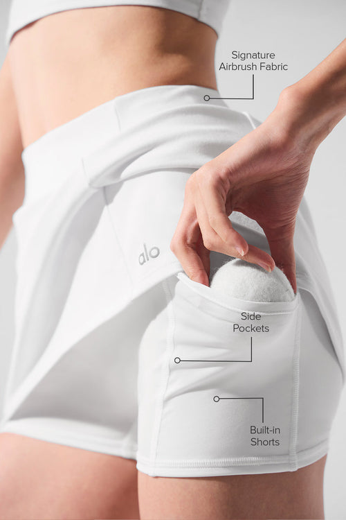 Airbrush High-Waist Good Form Tennis Skirt - White
