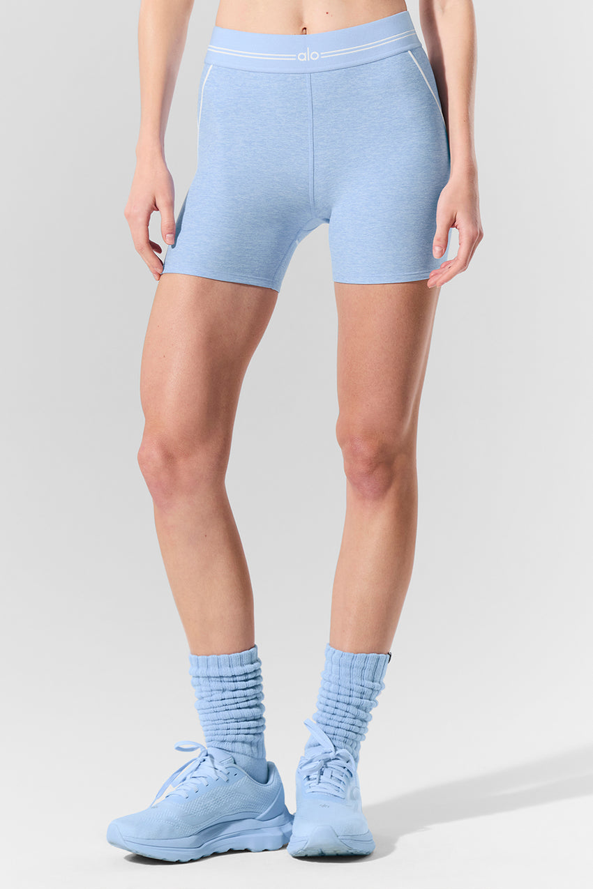 4" Alosoft High-Waist Heart Throb Short - Athletic Heather Grey/White