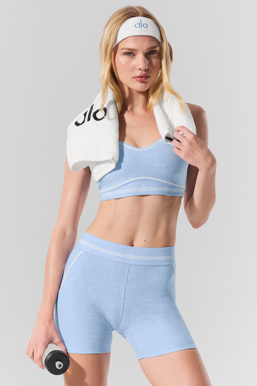 4" Alosoft High-Waist Heart Throb Short - Athletic Heather Grey/White
