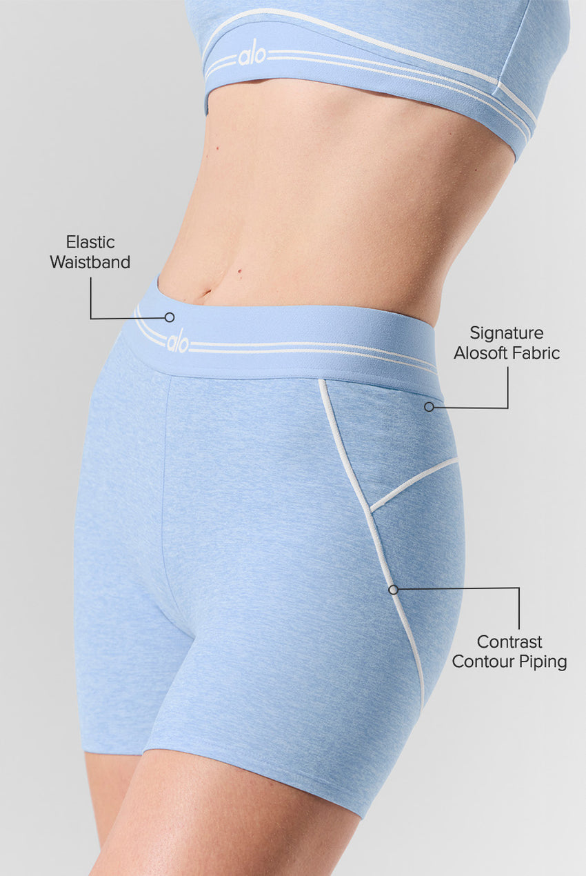 4" Alosoft High-Waist Heart Throb Short - Athletic Heather Grey/White