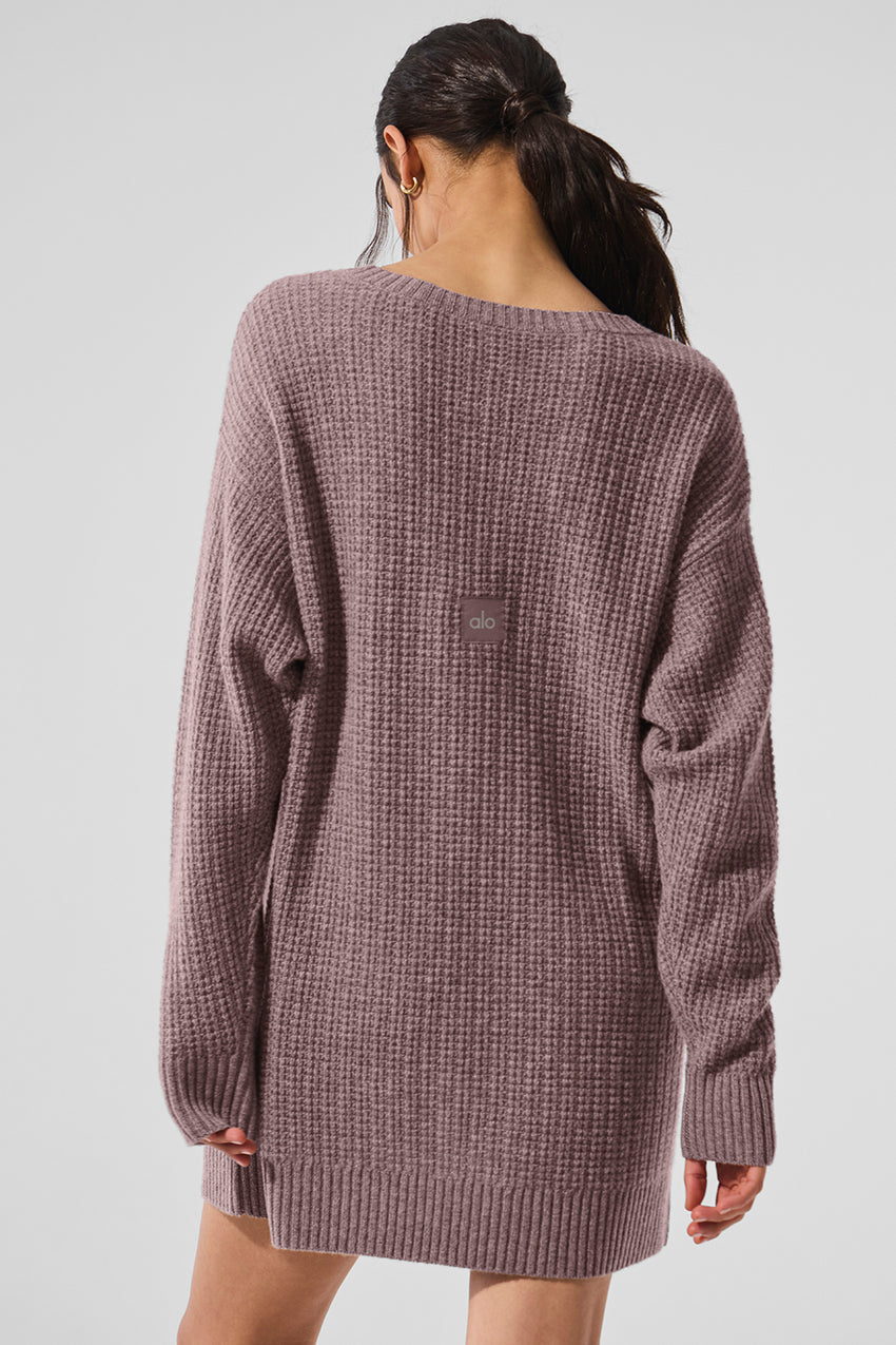 Cashmere Plush Waffle Dress - Black