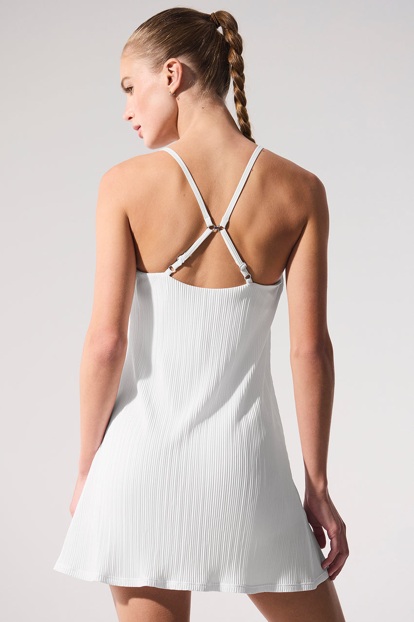 Micro Plisse Game On Tennis Dress - White