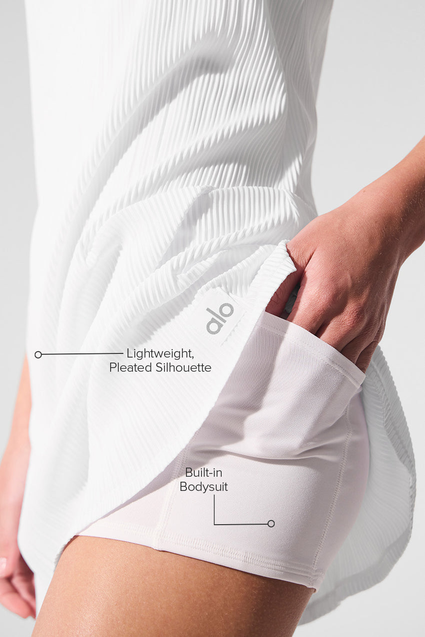 Micro Plisse Game On Tennis Dress - White