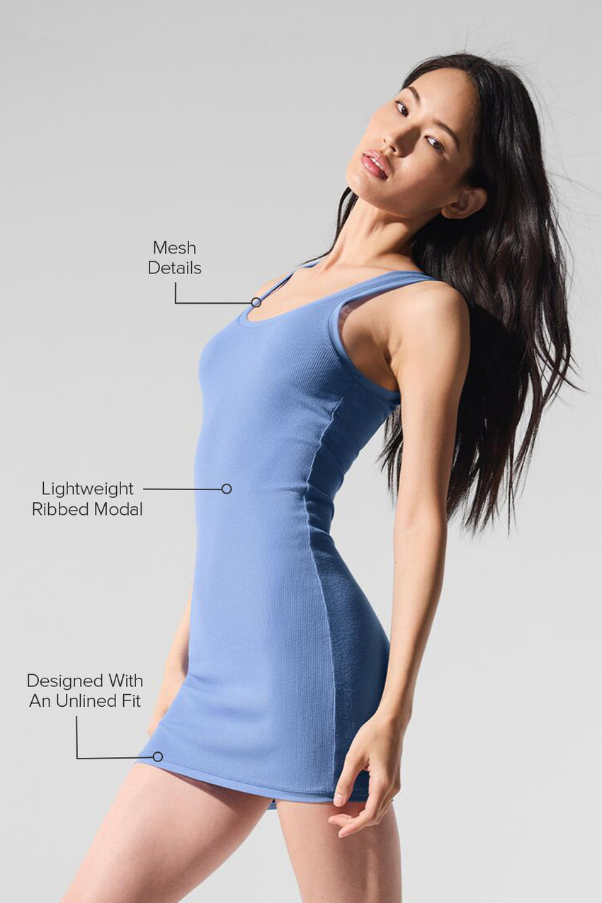 Ribbed Mesh Secret Dress - Crystal Clear Blue