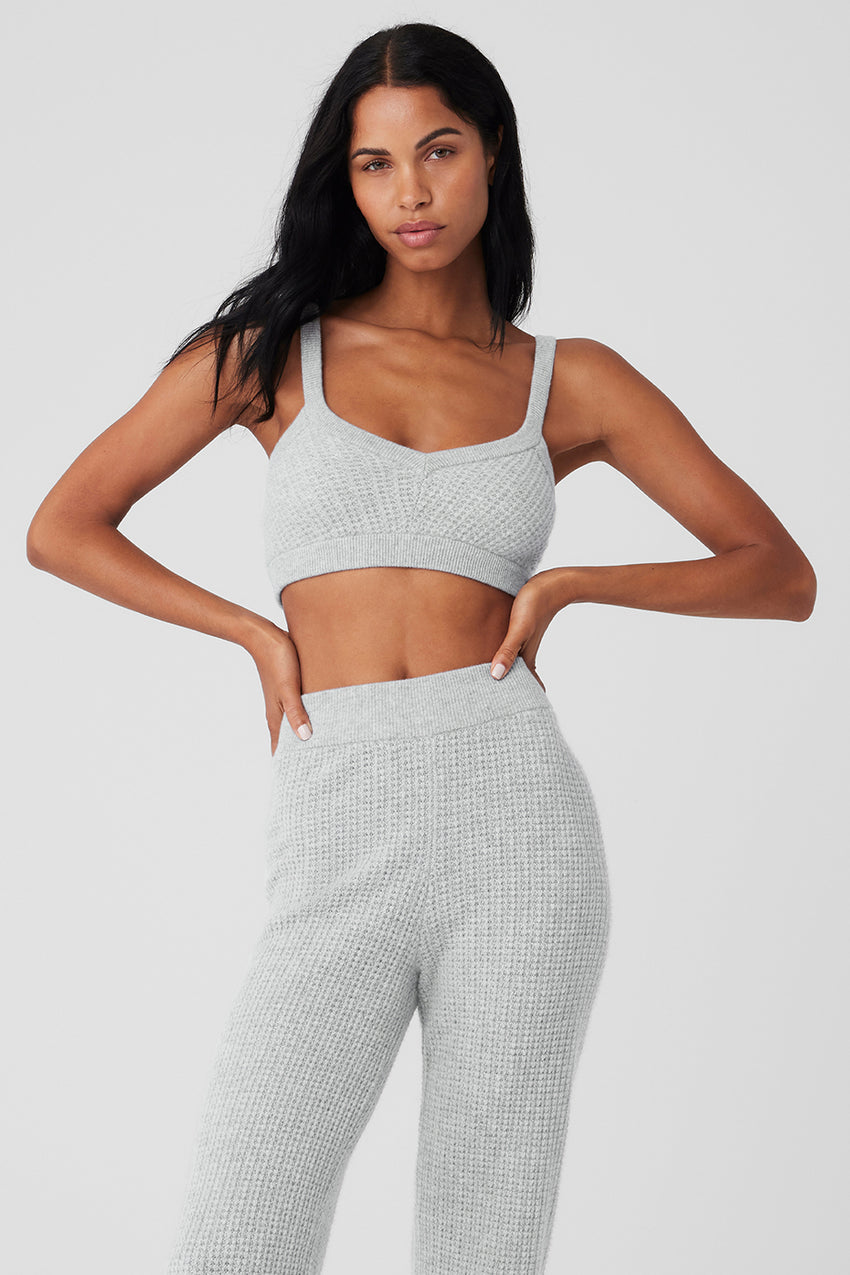Cashmere Plush Waffle V-Neck Bra - Black