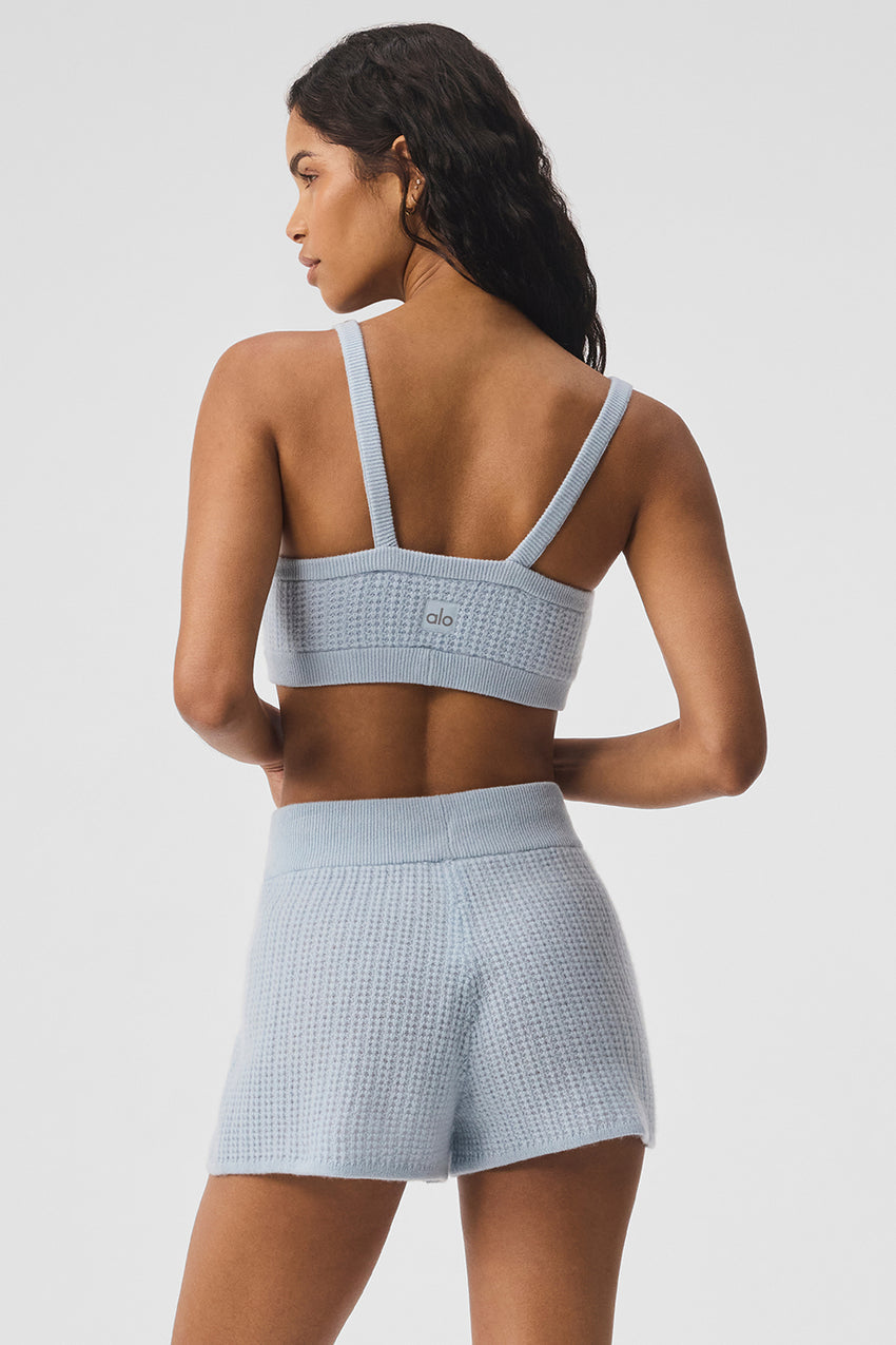 Cashmere Plush Waffle V-Neck Bra - Black