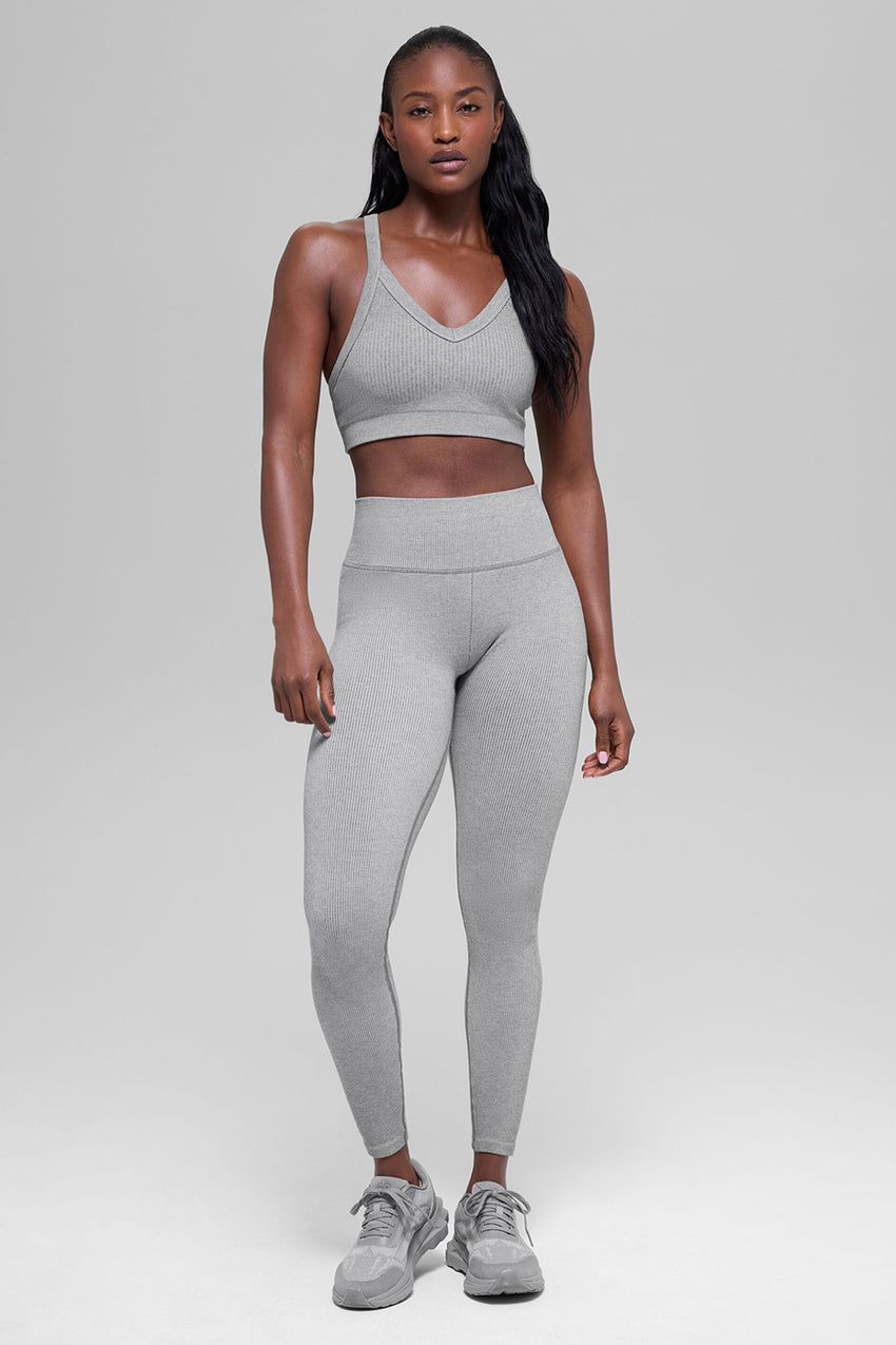 Seamless Two Tone Rib Bra - Black