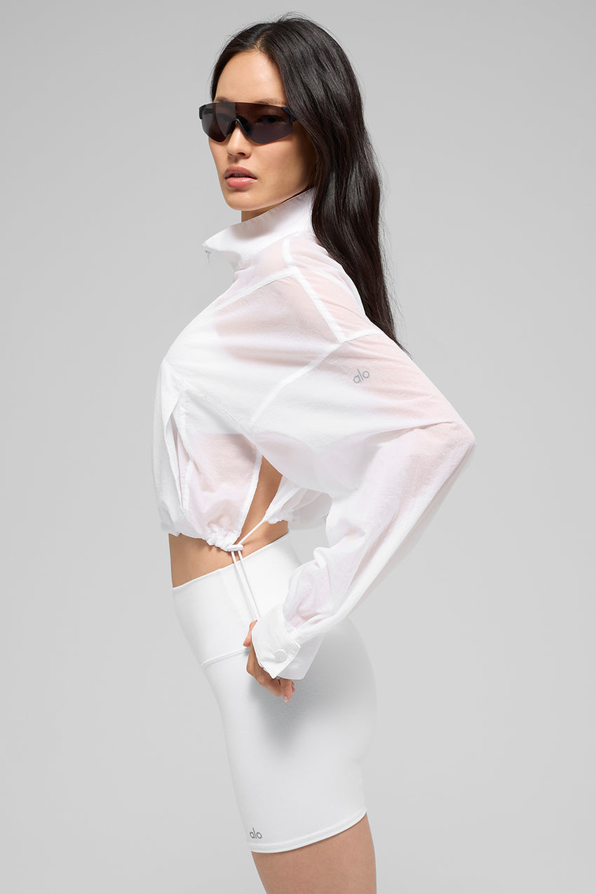 Cropped 1/4 Zip Aerial Pullover - Black